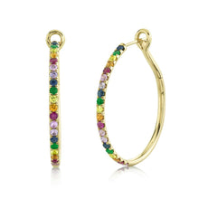 Load image into Gallery viewer, 1.90CT MULTI-COLOR STONE HOOP EARRING
