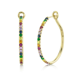 1.90CT MULTI-COLOR STONE HOOP EARRING