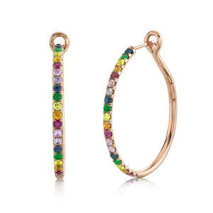 1.90CT MULTI-COLOR STONE HOOP EARRING