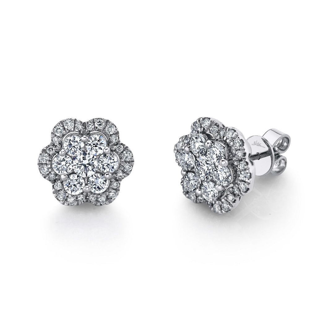 1.65CT DIAMOND CLUSTER STUD EARRING