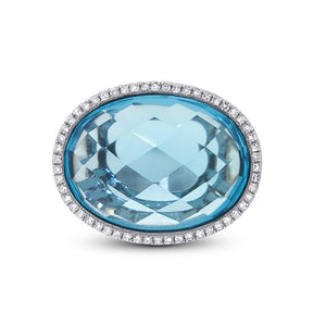 0.17CT DIAMOND & 12.39CT BLUE TOPAZ RING