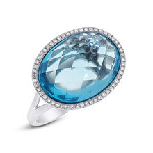 Load image into Gallery viewer, 0.17CT DIAMOND &amp; 12.39CT BLUE TOPAZ RING
