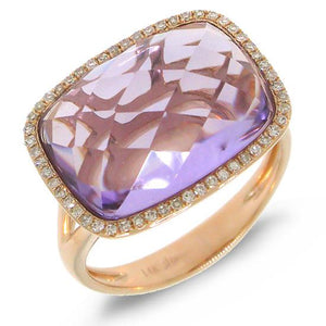 0.17CT DIAMOND & 8.29CT AMETHYST RING