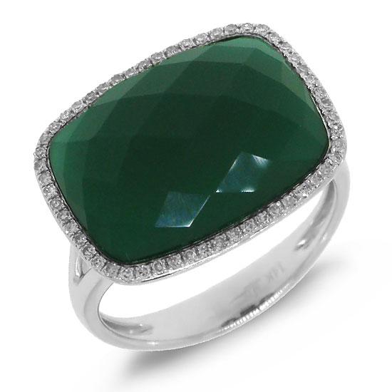 0.17CT DIAMOND & 8.27CT GREEN AGATE RING