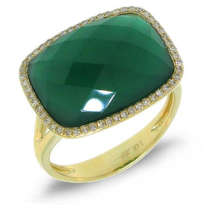 0.17CT DIAMOND & 8.27CT GREEN AGATE RING