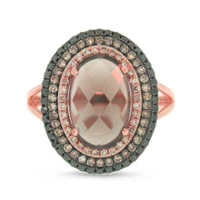 Load image into Gallery viewer, 0.60CT WHITE, CHAMPAGNE &amp; BLACK DIAMOND &amp; 2.93CT SMOKEY TOPAZ RING
