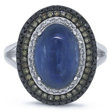 Load image into Gallery viewer, 0.60CT WHITE, CHAMPAGNE &amp; BLACK DIAMOND &amp; 4.92CT KYANITE RING
