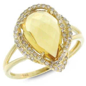 0.26CT DIAMOND & 2.97CT CITRINE RING