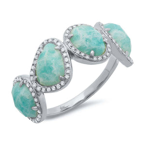 0.27CT DIAMOND & 3.35CT AMAZONITE RING