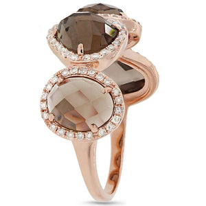 0.27CT DIAMOND & 3.43CT SMOKEY TOPAZ RING