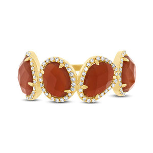 0.27CT DIAMOND & 3.70CT RED AGATE RING