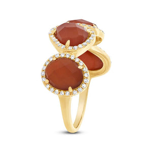 0.27CT DIAMOND & 3.70CT RED AGATE RING