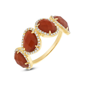 0.27CT DIAMOND & 3.70CT RED AGATE RING