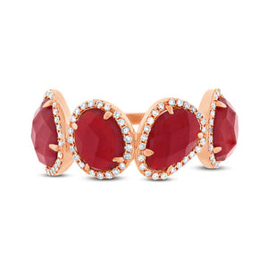 0.27CT DIAMOND & 3.70CT RED AGATE RING