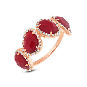 0.27CT DIAMOND & 3.70CT RED AGATE RING