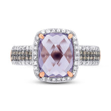 Load image into Gallery viewer, 0.45CT WHITE &amp; CHAMPAGNE DIAMOND &amp; 3.21CT AMETHYST RING
