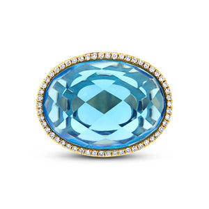 0.17CT DIAMOND & 12.39CT BLUE TOPAZ RING