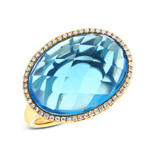 Load image into Gallery viewer, 0.17CT DIAMOND &amp; 12.39CT BLUE TOPAZ RING
