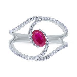 0.21CT DIAMOND & 0.55CT RUBY RING