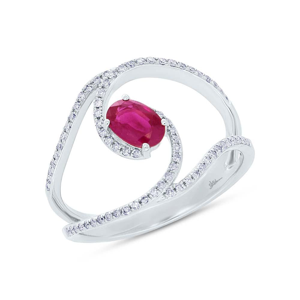 0.21CT DIAMOND & 0.55CT RUBY RING