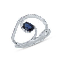 Load image into Gallery viewer, 0.21CT DIAMOND &amp; 0.60CT BLUE SAPPHIRE RING
