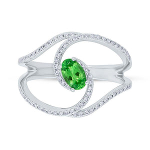 0.21CT DIAMOND & 0.46CT GREEN GARNET RING