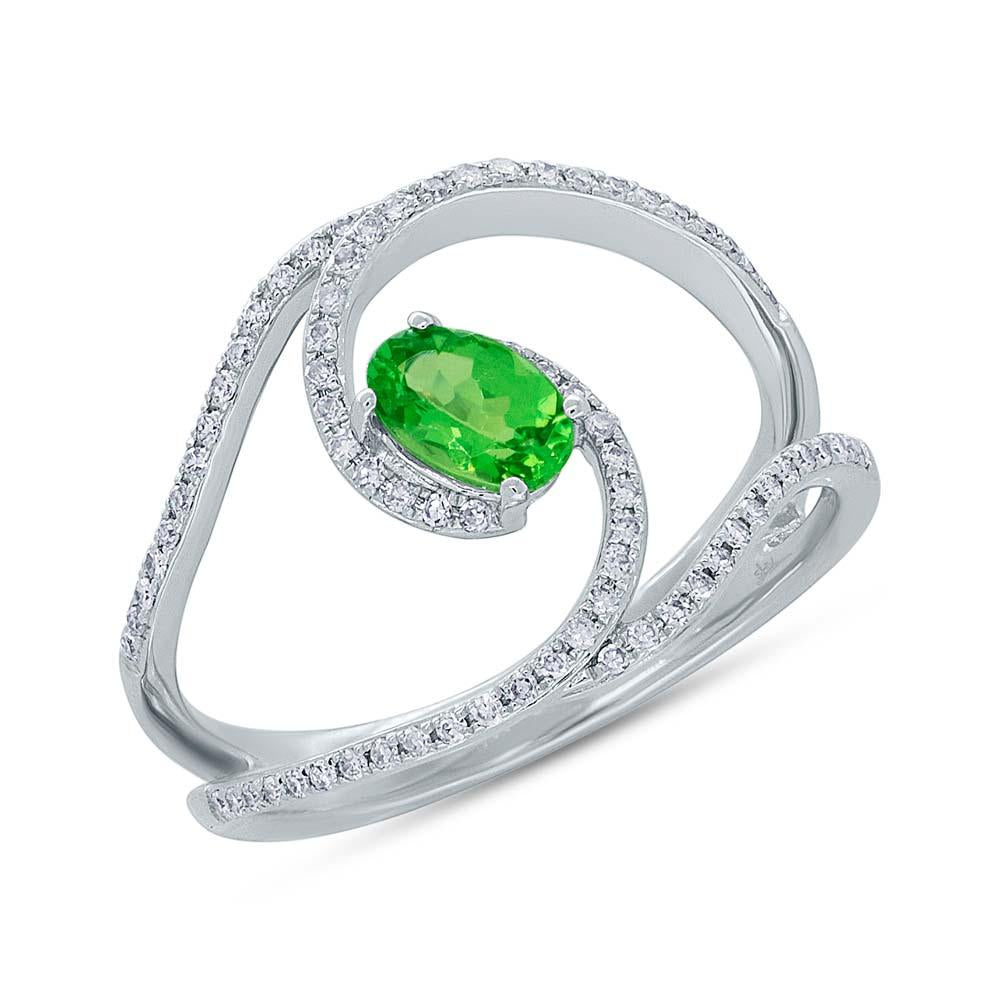 0.21CT DIAMOND & 0.46CT GREEN GARNET RING