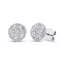 Load image into Gallery viewer, 1.17CT DIAMOND CLUSTER STUD EARRING
