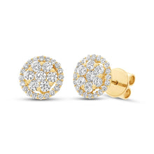 Load image into Gallery viewer, 1.17CT DIAMOND CLUSTER STUD EARRING
