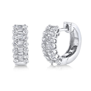 1.12CT DIAMOND BAGUETTE HUGGIE EARRING