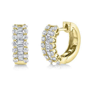 1.12CT DIAMOND BAGUETTE  HUGGIE EARRING