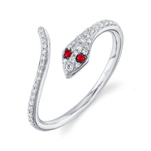 Load image into Gallery viewer, 0.19CT DIAMOND &amp; 0.03CT RUBY SNAKE RING
