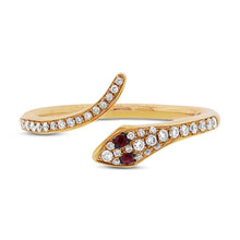 Load image into Gallery viewer, 0.19CT DIAMOND &amp; 0.03CT RUBY SNAKE RING
