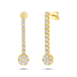 1.48CT DIAMOND CLUSTER DANGLING EARRING