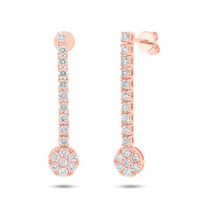 1.48CT DIAMOND CLUSTER DANGLING EARRING