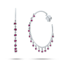 Load image into Gallery viewer, 1.35CT SHAKER RUBY HOOP EARRING
