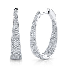 Load image into Gallery viewer, 1.73CT DIAMOND PAVE OVAL HOOP EARRING
