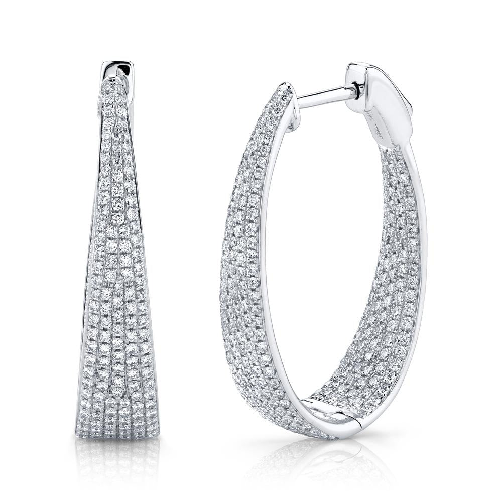 1.73CT DIAMOND PAVE OVAL HOOP EARRING