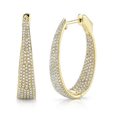 Load image into Gallery viewer, 1.73CT DIAMOND PAVE OVAL HOOP EARRING
