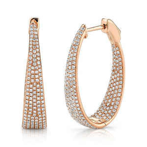 1.73CT DIAMOND PAVE OVAL HOOP EARRING