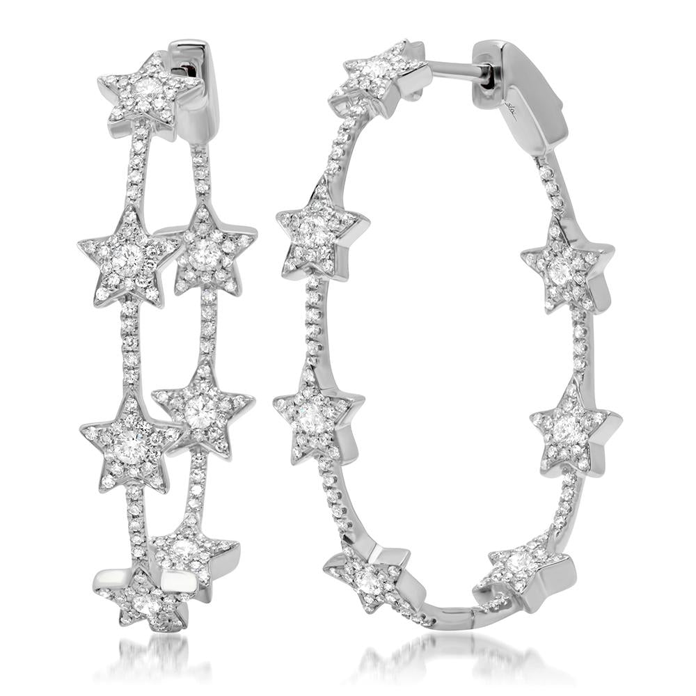 1.13CT DIAMOND STAR OVAL HOOP EARRING