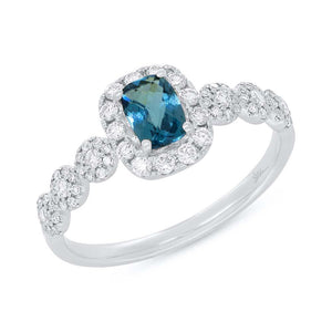 0.37CT DIAMOND & 0.50CT BLUE TOPAZ RING