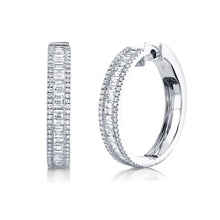 Load image into Gallery viewer, 1.18CT DIAMOND BAGUETTE HOOP EARRING
