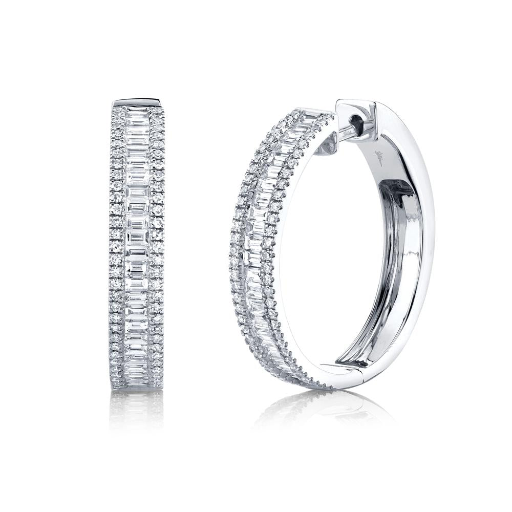 1.18CT DIAMOND BAGUETTE HOOP EARRING