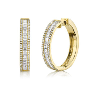 1.18CT DIAMOND BAGUETTE HOOP EARRING