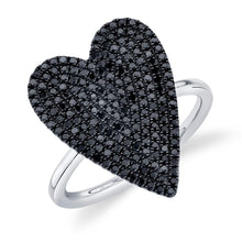 Load image into Gallery viewer, 0.62CT BLACK DIAMOND PAVE HEART RING
