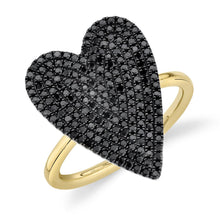 Load image into Gallery viewer, 0.62CT BLACK DIAMOND PAVE HEART RING
