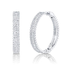 Load image into Gallery viewer, 3.40CT DIAMOND BAGUETTE HOOP EARRING
