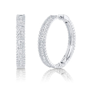 3.40CT DIAMOND BAGUETTE HOOP EARRING