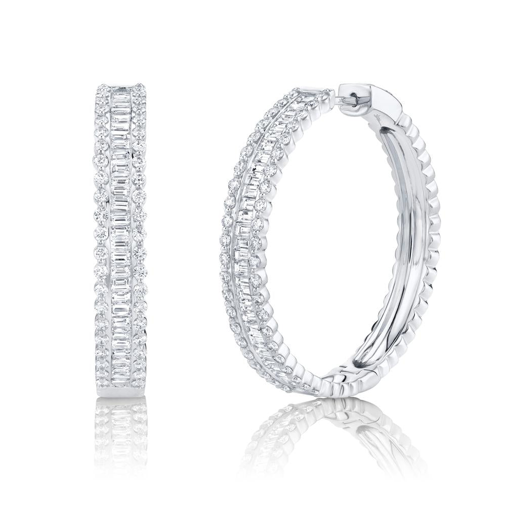 3.40CT DIAMOND BAGUETTE HOOP EARRING